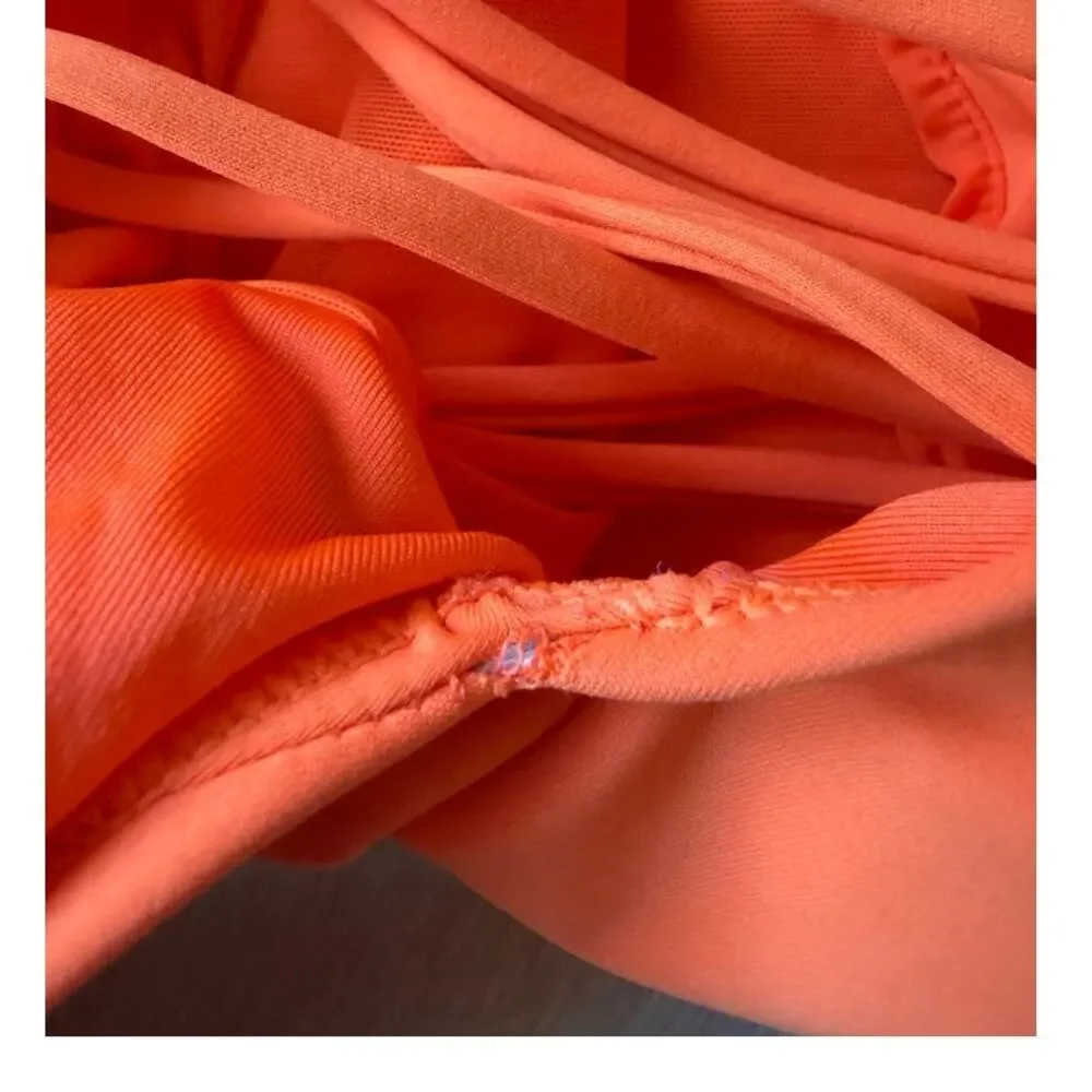 ta3 hi cut plungey one piece swim in orange, women size medium regular / long